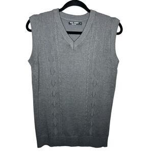 PAUL JONES / vintage gray cable knit v-neck sweater vest / M